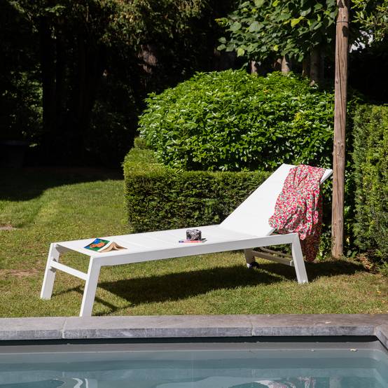 Happy Garden - Bain de soleil BARBADOS en textilène blanc - aluminium blanc - HAPPY GARDEN - Image 10