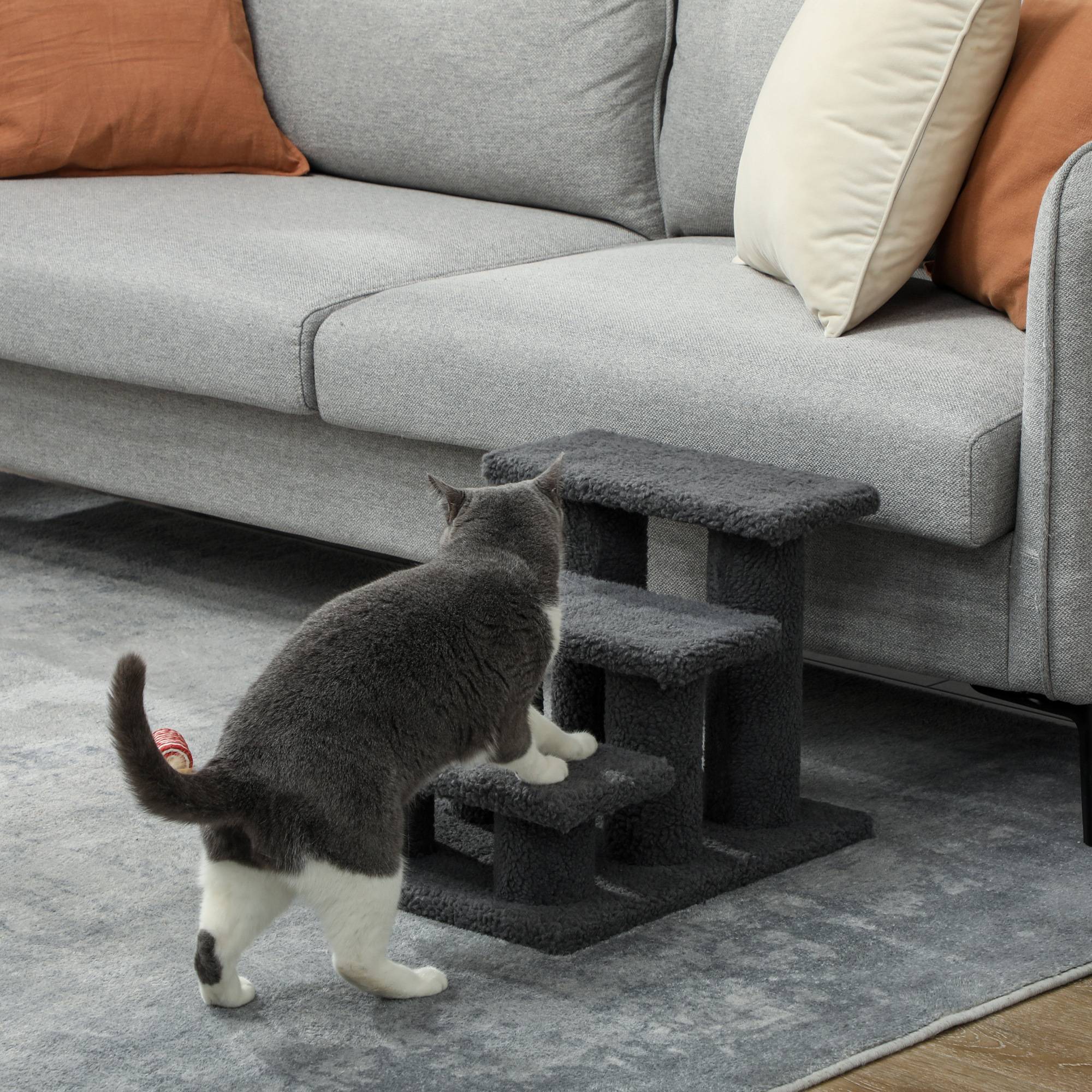 ComfortXL - Escalier pour chat panneau de particules 45 x 35 x 34 cm gris foncé 3 marches confort - ComfortXL Outdoor Living - Image 7