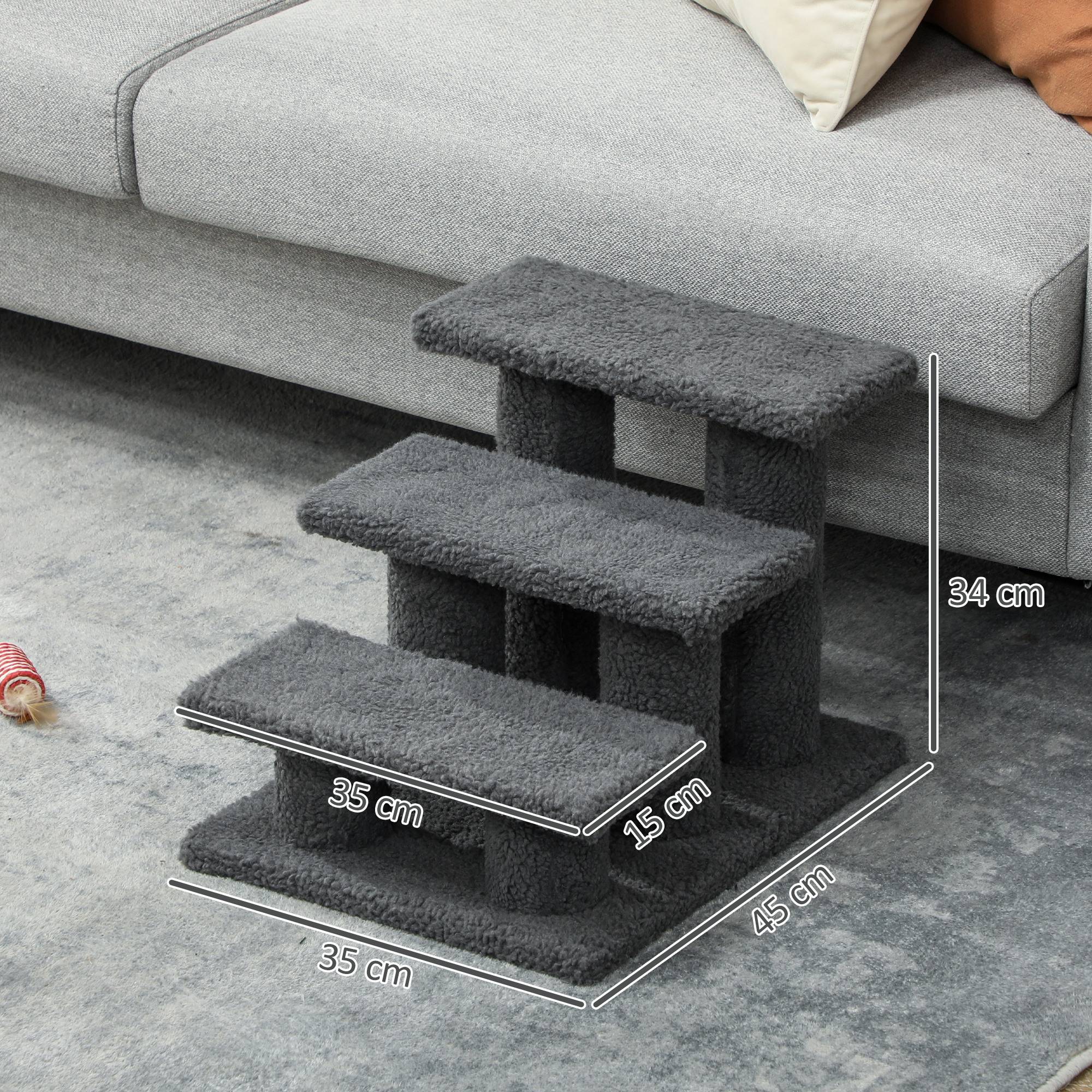 ComfortXL - Escalier pour chat panneau de particules 45 x 35 x 34 cm gris foncé 3 marches confort - ComfortXL Outdoor Living - Image 3