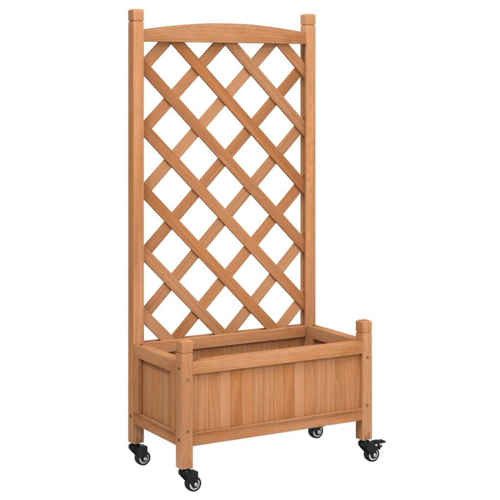 Jardinière avec treillis bois de sapin marron 55 x 29.5 x 117.5 cm - PANGIVO - Image 2
