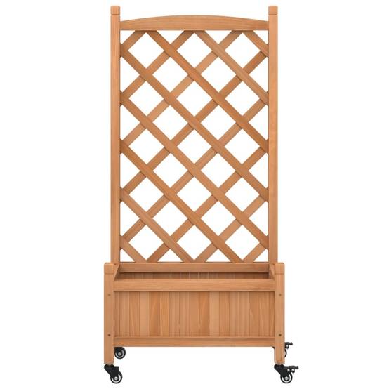 Jardinière avec treillis bois de sapin marron 55 x 29.5 x 117.5 cm - PANGIVO - Image 4