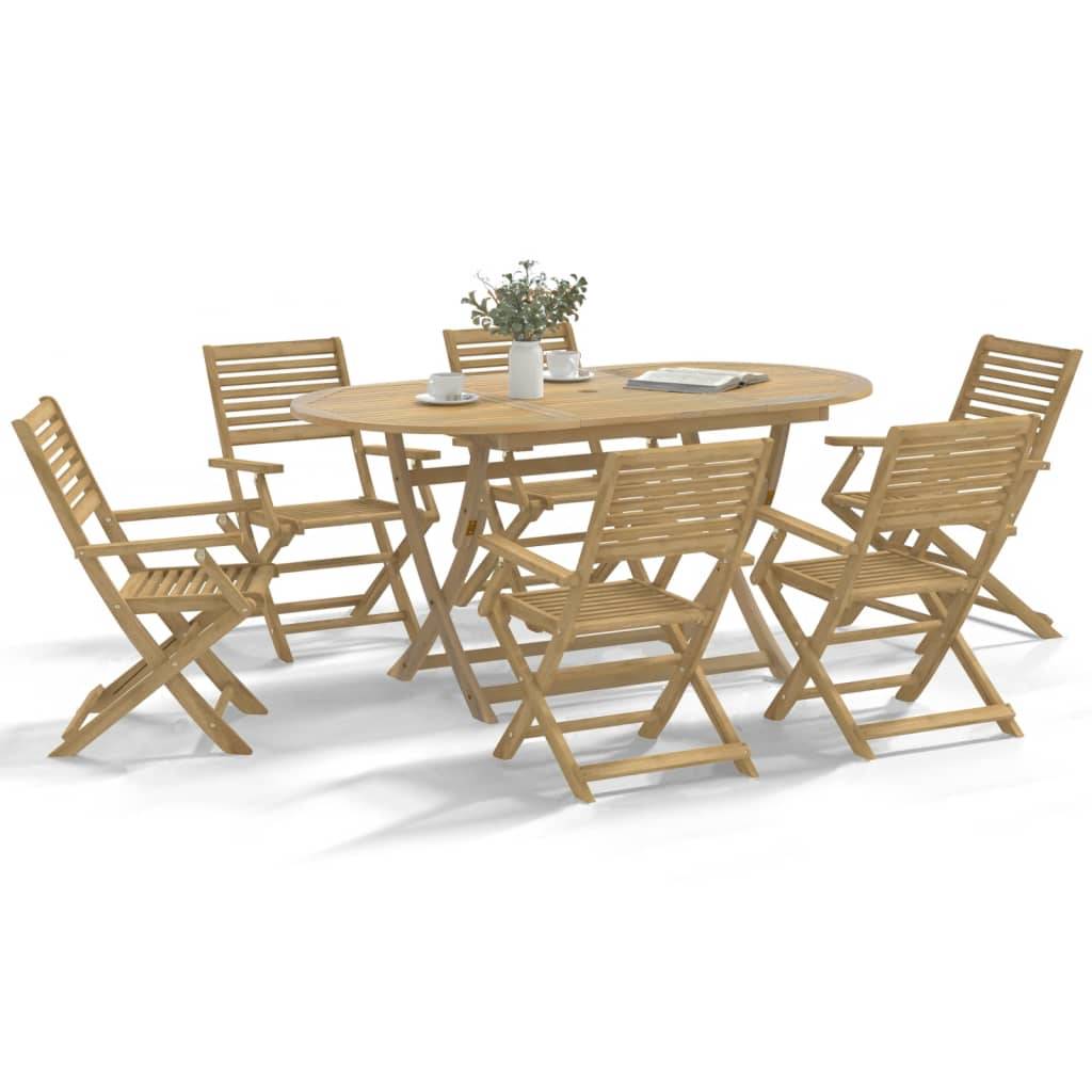 Maison Chic - Ensemble de 7 pcs table de jardin avec chaises - mobilier de jardin Bois d'acacia solide-JU2825 - Image 2