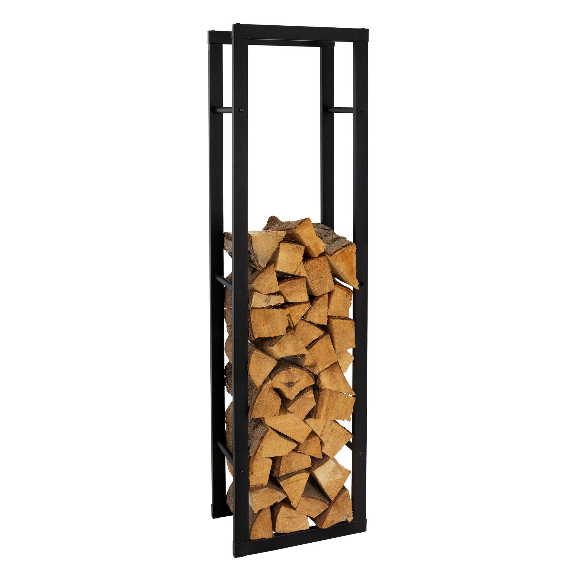 Ml-Design - Étagère à bois de chauffage porte-bûche de cheminée en acier noir 40x25x150 cm - Image 1