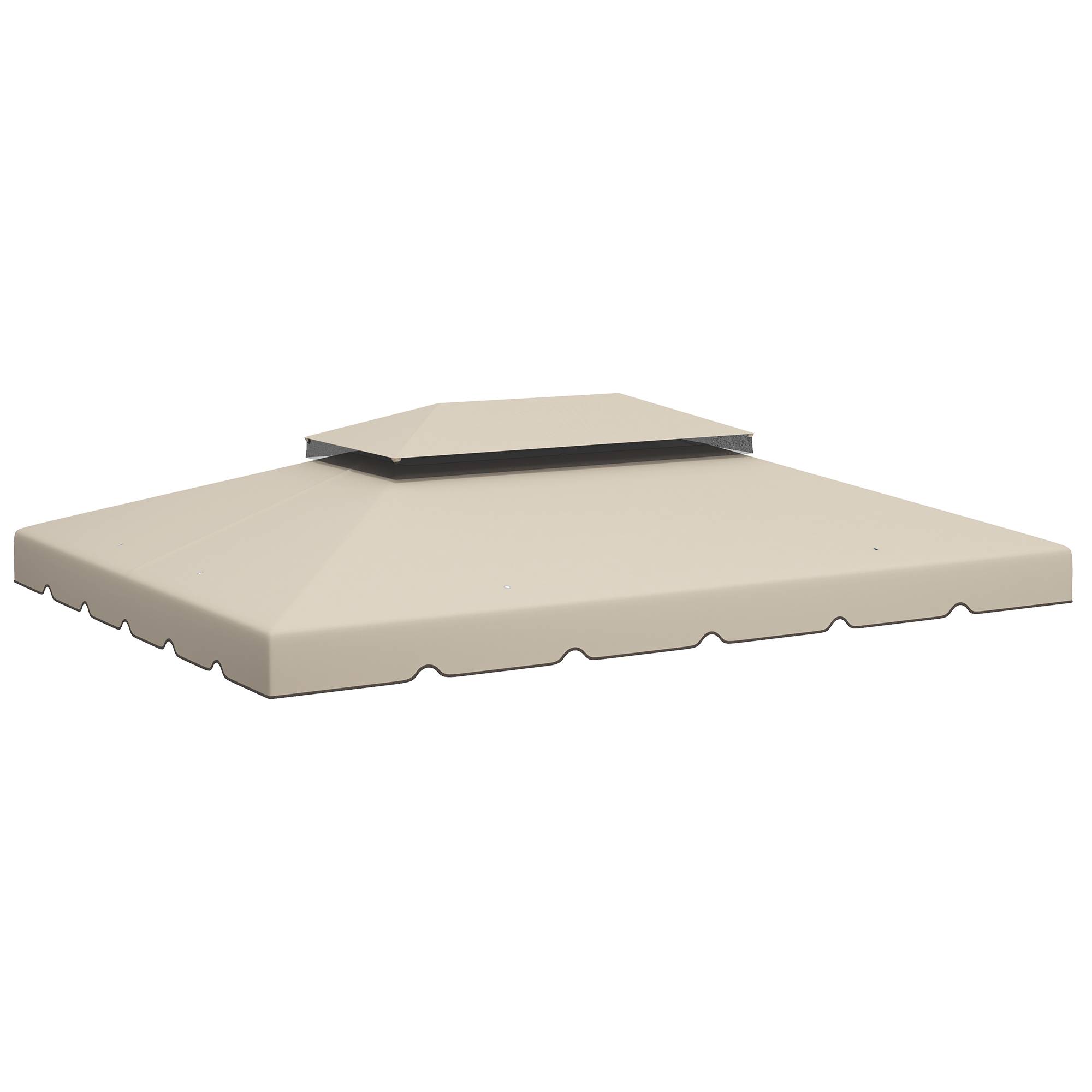Toile de Rechange 4x3m Polyester pour Tonnelle Double Toit Imperméable Beige - ComfortXL Outdoor Living - Image 1