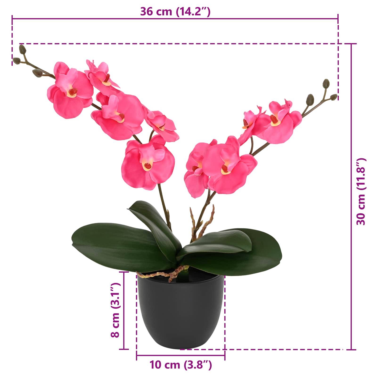 Plante d'orchidée artificielle tissu et PE rouge 36 x 10 x 30 cm - PANGIVO - Image 5