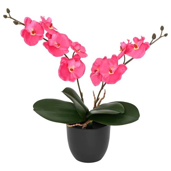 Plante d'orchidée artificielle tissu et PE rouge 36 x 10 x 30 cm - PANGIVO - Image 2
