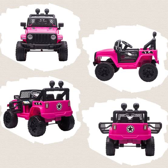 Voiture électrique Enfant Propulsion arrière 12 V 5 Km/h Max. télécommande Effets Lumineux sonores 100x65x72cm Rose - Image 10