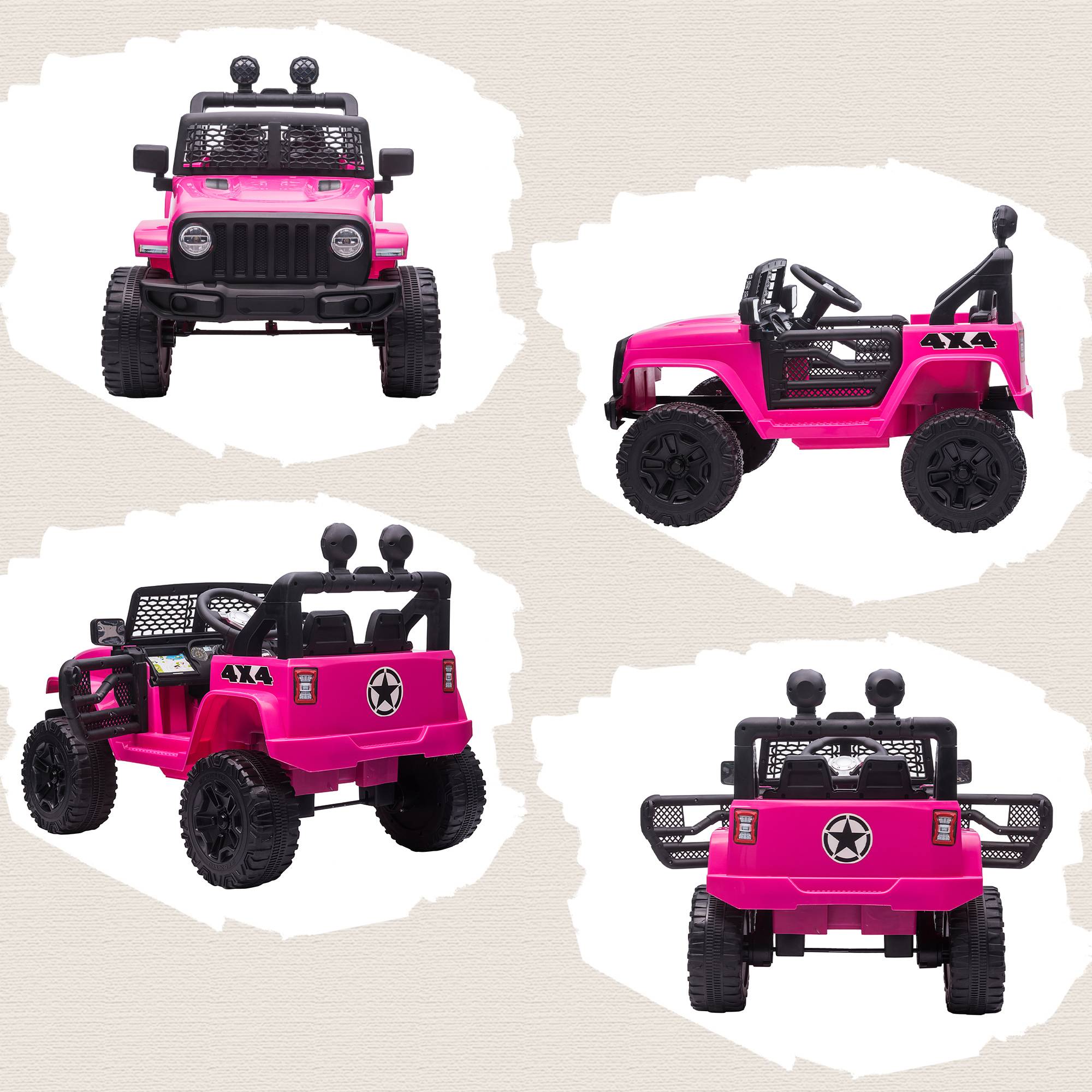 Voiture électrique Enfant Propulsion arrière 12 V 5 Km/h Max. télécommande Effets Lumineux sonores 100x65x72cm Rose - Image 10