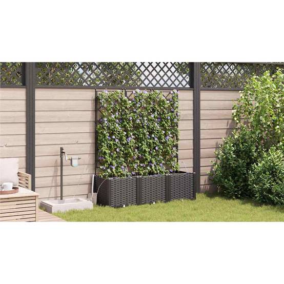 Cache-pot de jardin 3 pcs | Bac à fleurs Noir Acier - Image 4