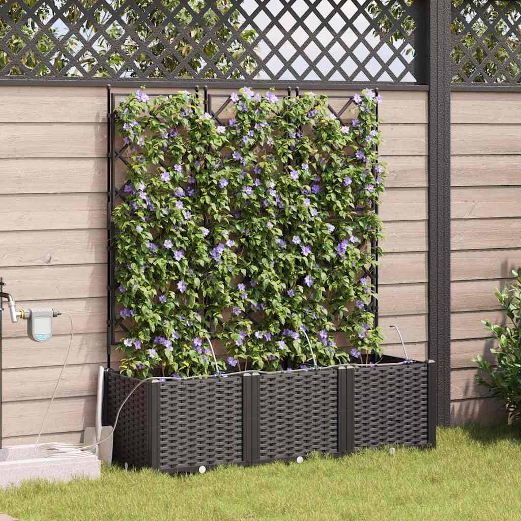Cache-pot de jardin 3 pcs | Bac à fleurs Noir Acier - Image 2