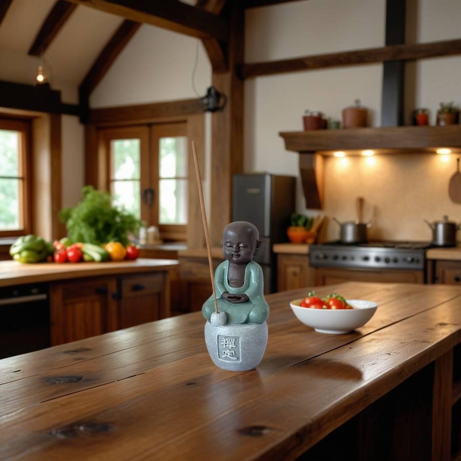 Zen Light - Statue Bouddha Porte-Encens Dhyana-Ambiance harmonieuse-magnifique figurine porte bonheur Calligraphie-H14cm–Zen'Light - Image 8