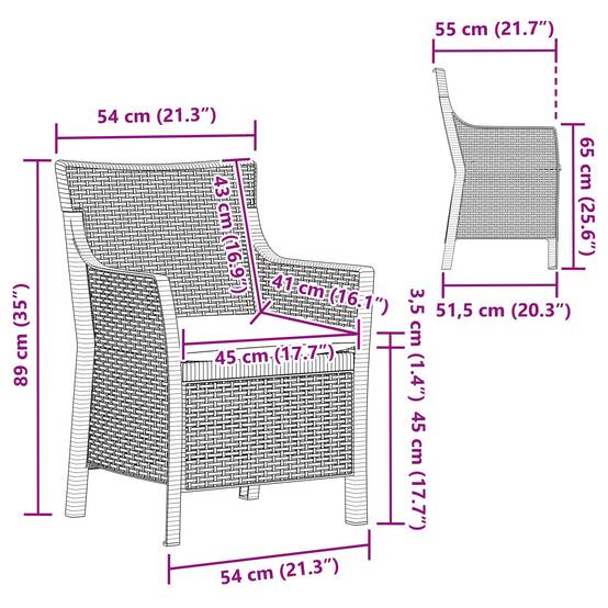 Fauteuil polypropylène blanc 54 x 55 x 89 cm - PANGIVO - Image 5