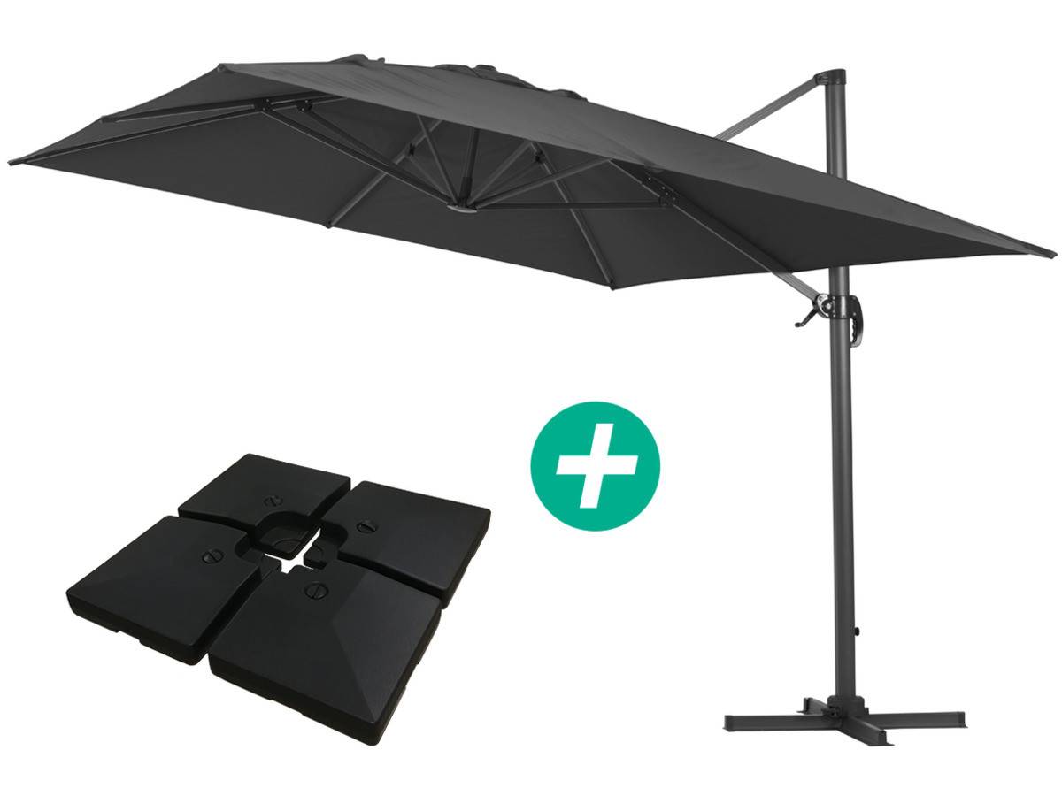 Habitat Et Jardin - Parasol Jardin Déporté Alu "sun 4 " - Rectangle - 3 X 4 M - Noir - Dalles à Lester Incluses -habitat Et Jardin - Image 1