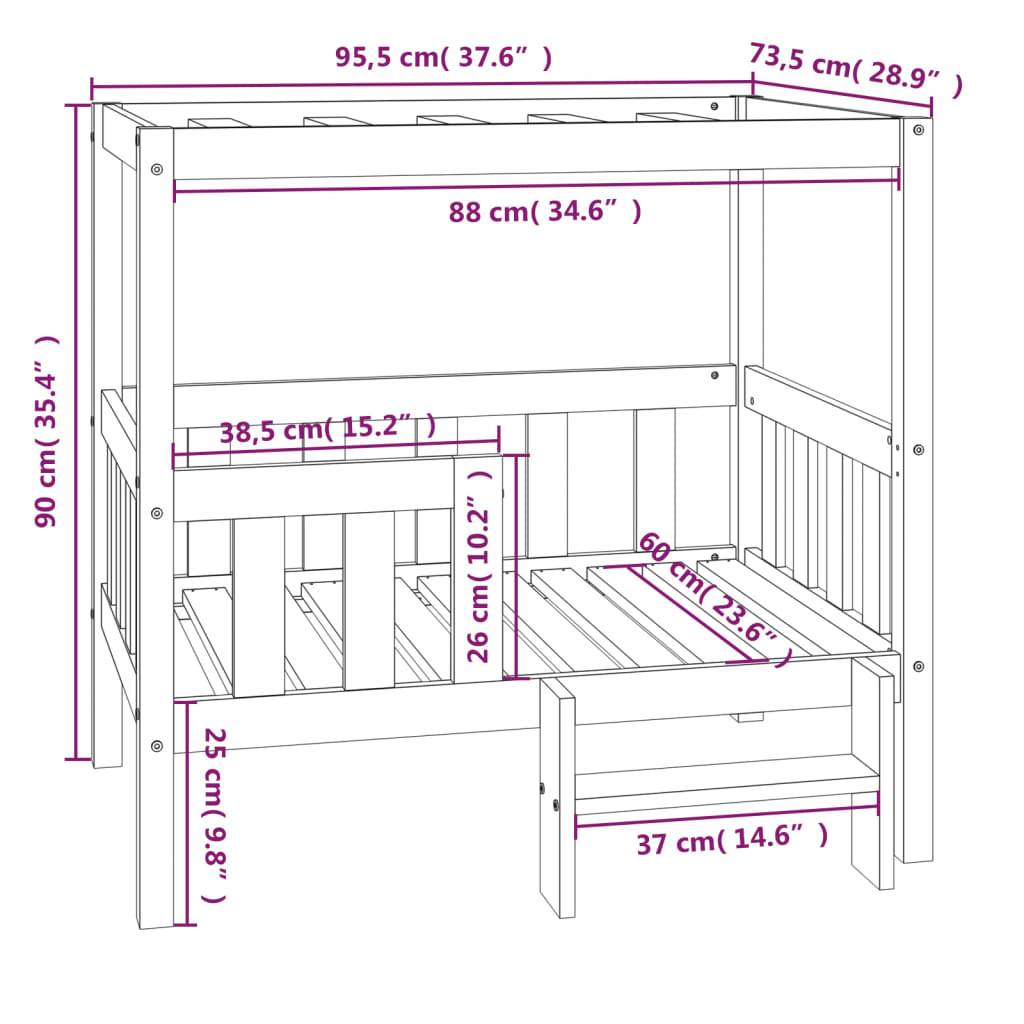 Vidaxl - Lit pour chien Noir 95,5x73,5x90 cm Bois de pin solide vidaXL 822386 - Image 3