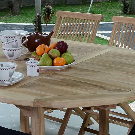 Table extensible ronde en teck massif Roma 120/170 x120 cm - TECK'Attitude - Image 5