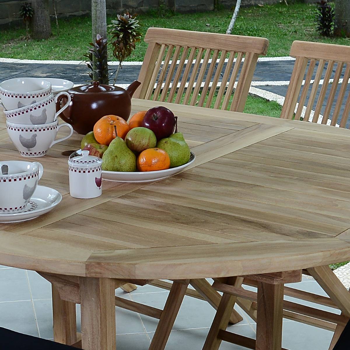 Table extensible ronde en teck massif Roma 120/170 x120 cm - TECK'Attitude - Image 5