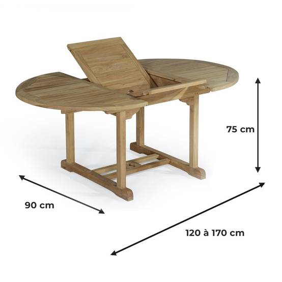 Table extensible ronde en teck massif Roma 120/170 x120 cm - TECK'Attitude - Image 8