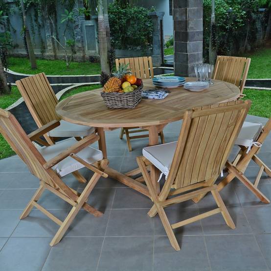 Table extensible ronde en teck massif Roma 120/170 x120 cm - TECK'Attitude - Image 7