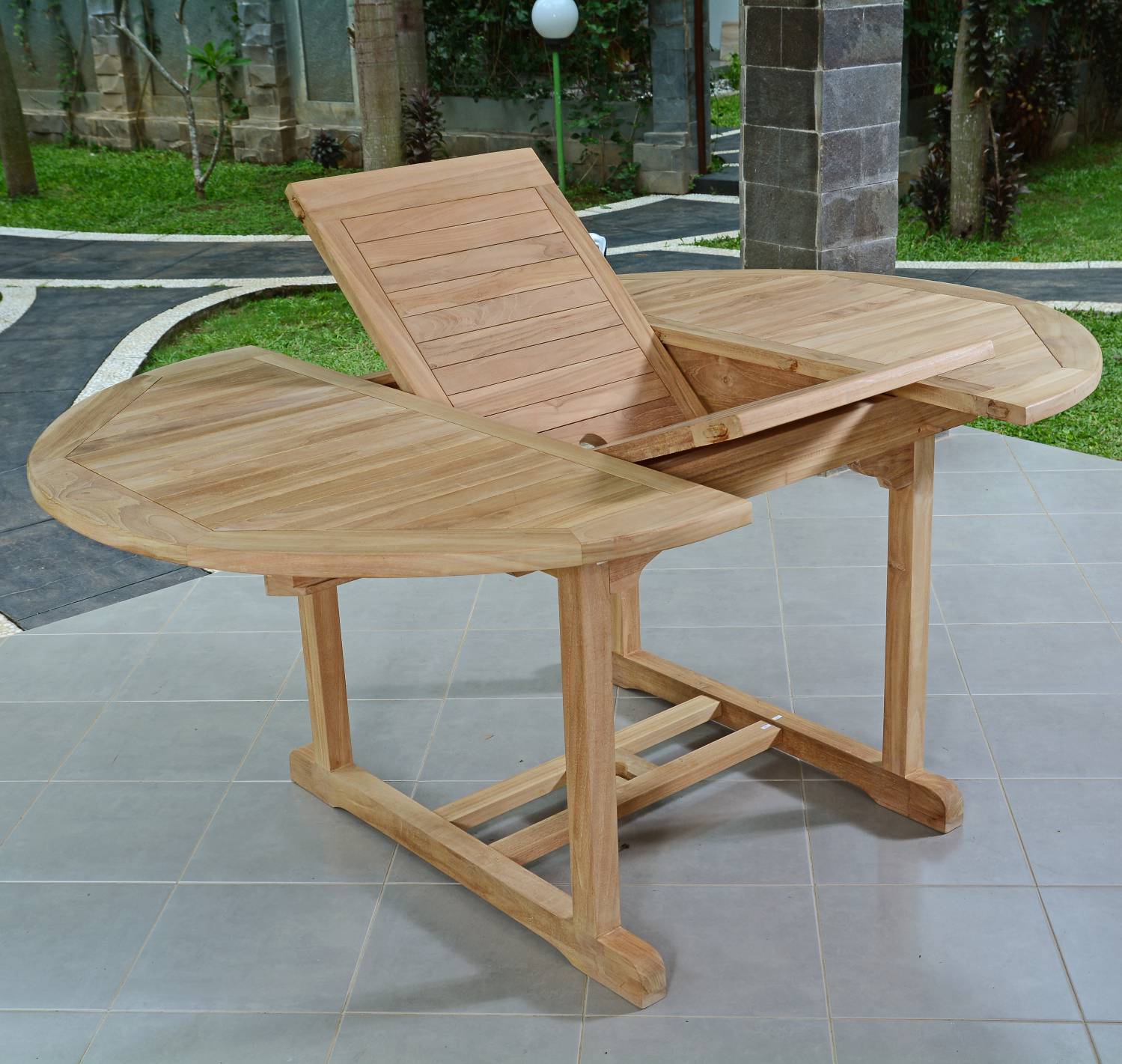 Table extensible ronde en teck massif Roma 120/170 x120 cm - TECK'Attitude - Image 6
