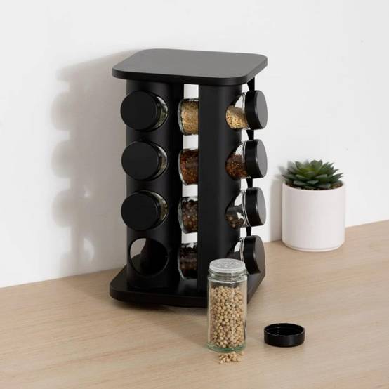 Rack Rotatif à Épices "16 Pots" 27cm Noir - Image 6
