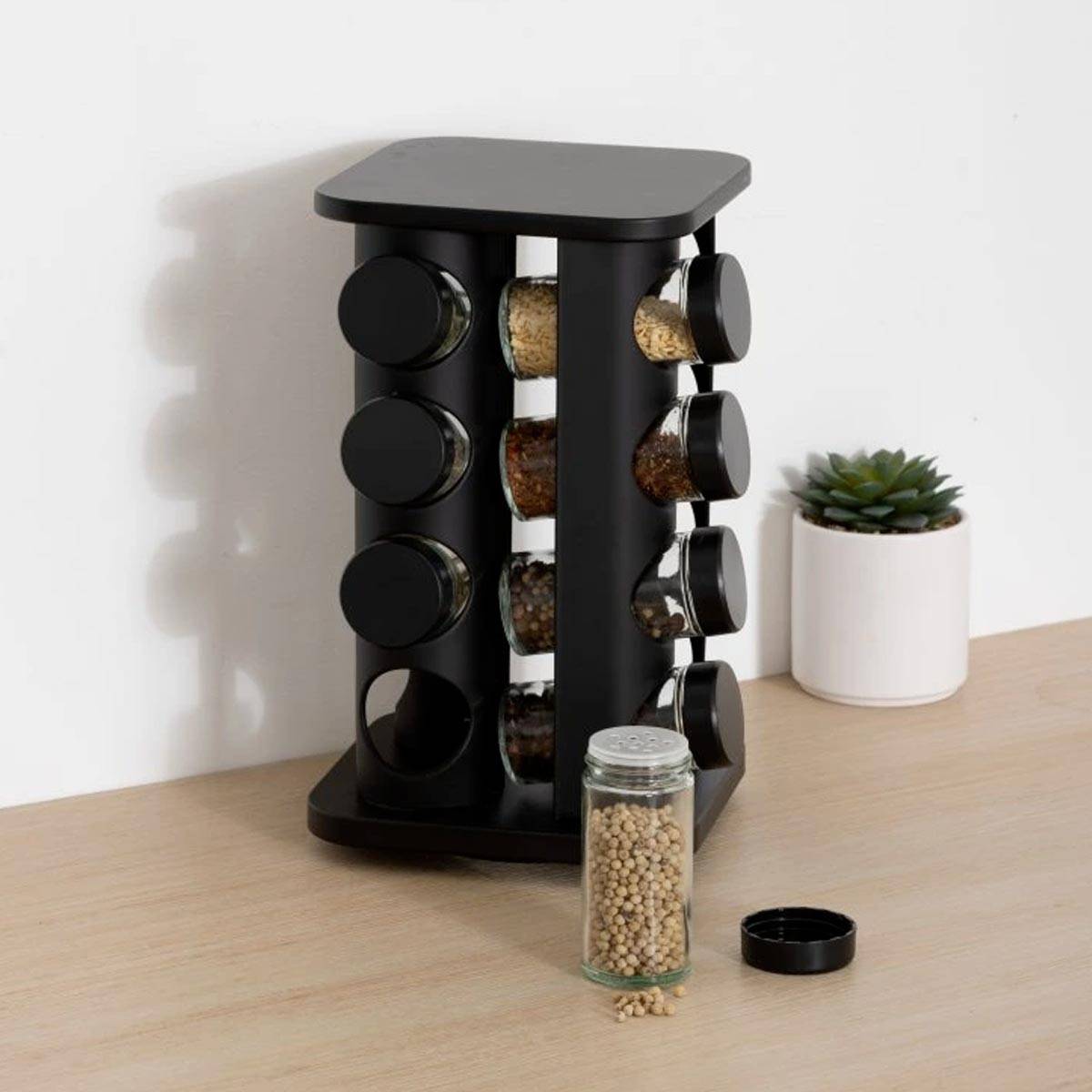 Rack Rotatif à Épices "16 Pots" 27cm Noir - Image 6