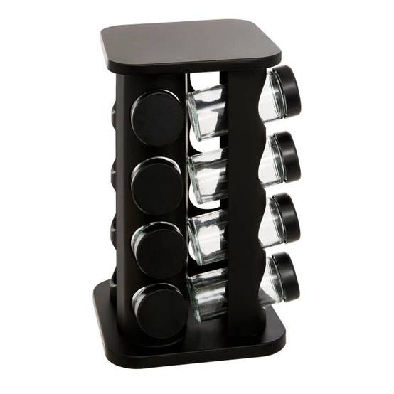 Rack Rotatif à Épices "16 Pots" 27cm Noir - Image 1