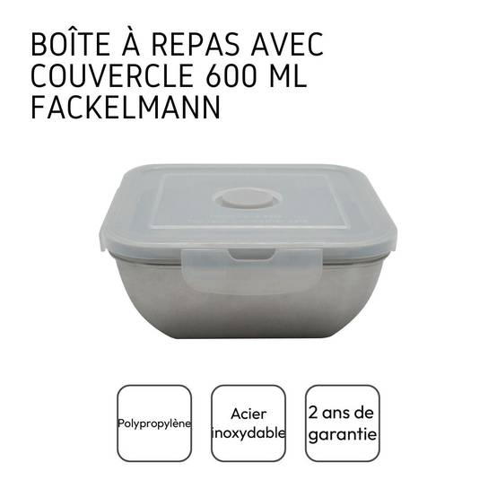 Lunch box en inox avec couvercle à clips 600 ml Fackelmann Move - Image 4