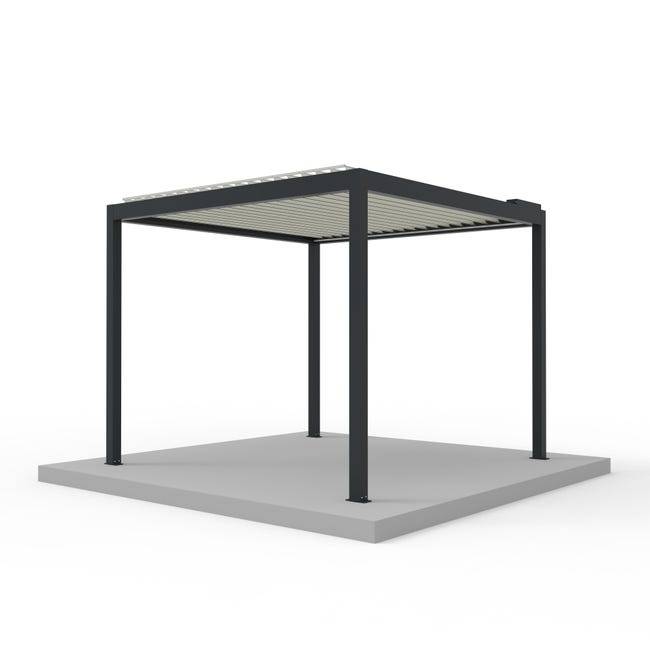 Pergola Bioclimatique Aluminium Autoportante Motorisée Éclairée 3x3 Anthracite SV ORIAL France - Image 4