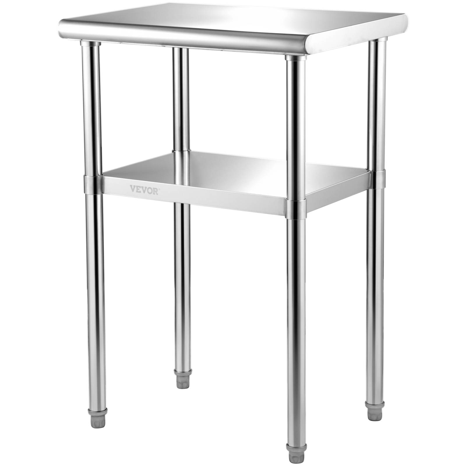 Vevor - VEVOR Table de travail inox 61x46x91 cm, 2 niveaux, charge 272.4 kg, étagères réglables, pour restaurant. - Image 1
