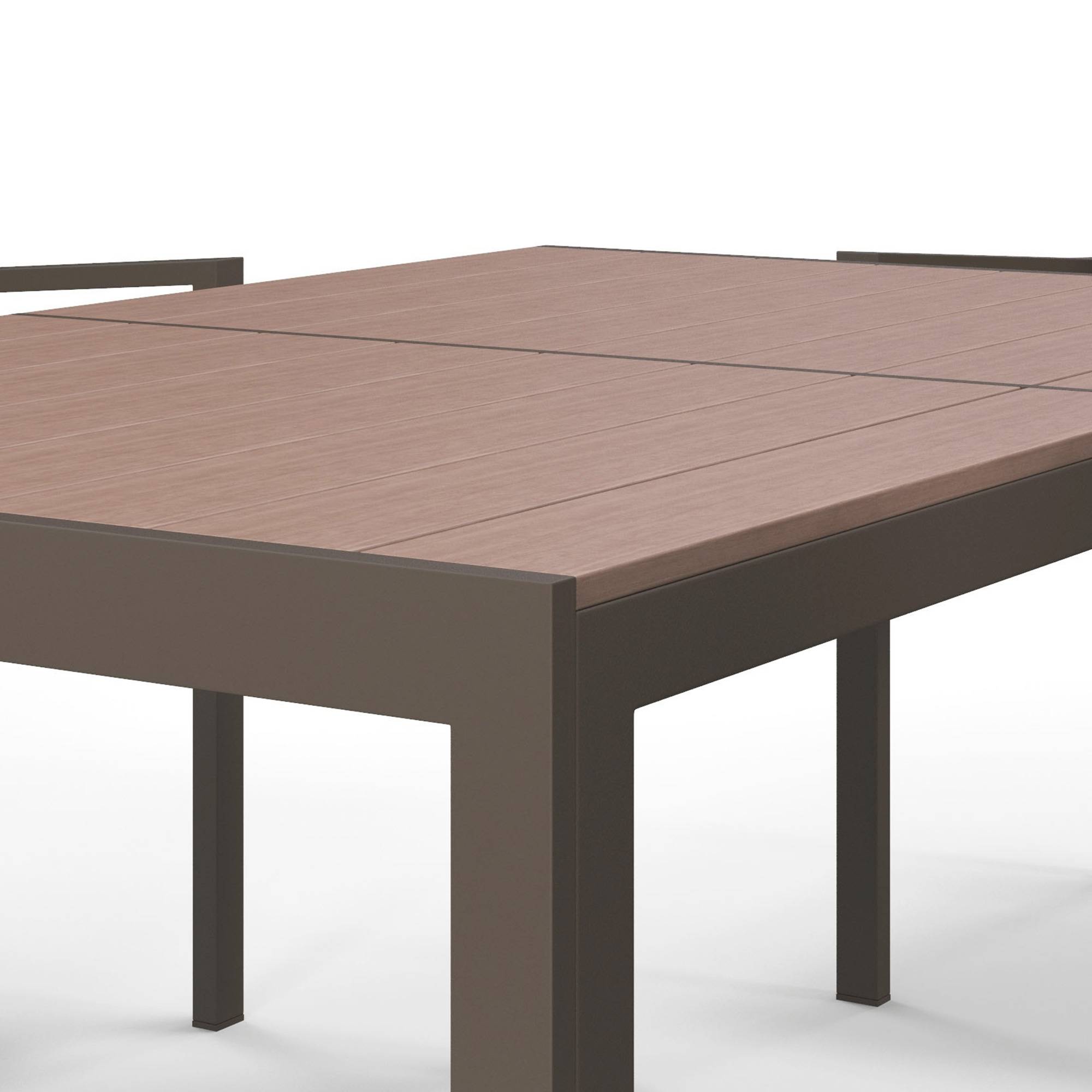 ComfortXL - Ensemble Repas Extérieur 7 Pièces Acier Bois Composite Chaises Empilables Kaki - ComfortXL Outdoor Living - Image 8