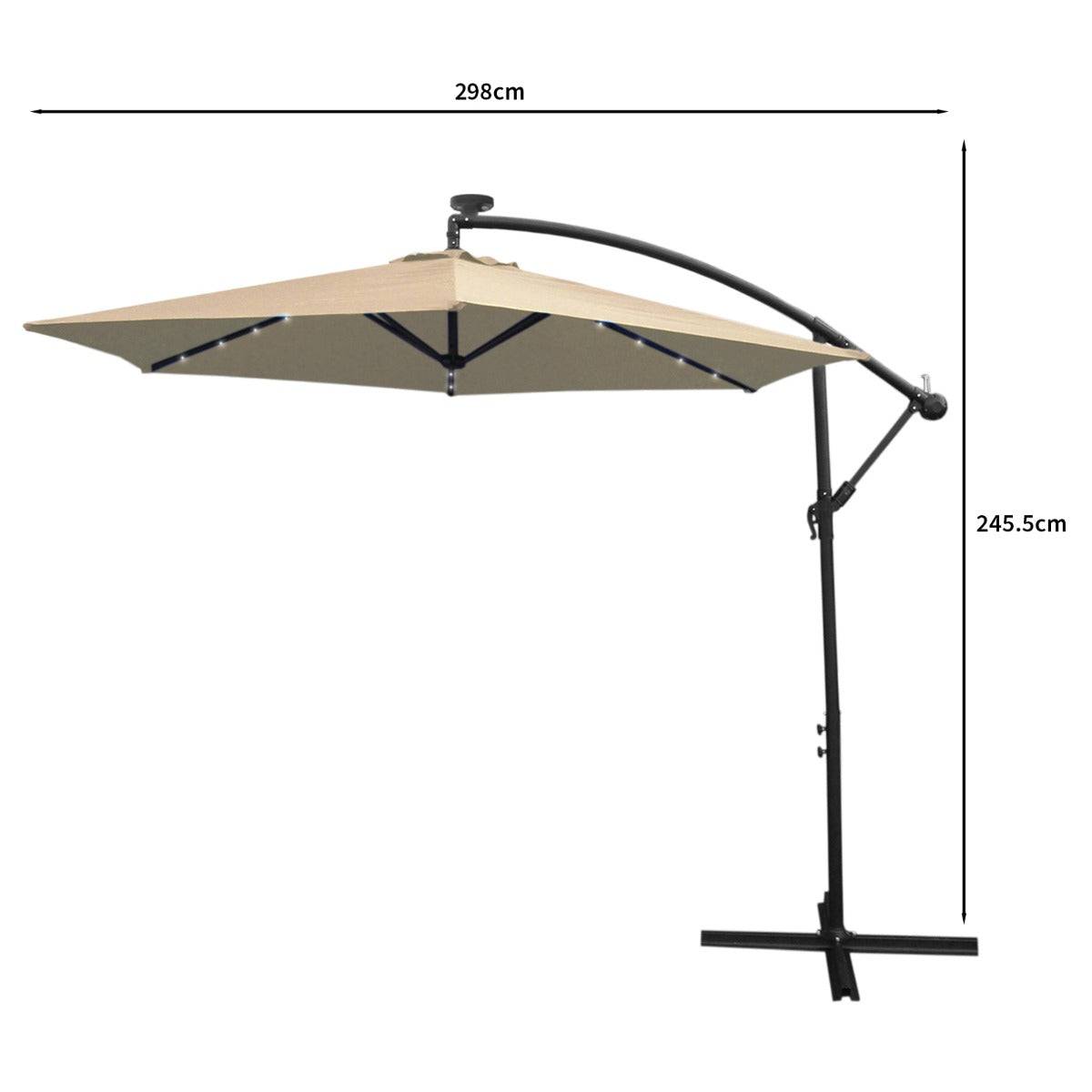 Monstershop - Parasol Beige 3m avec LED's Intégrés - Image 5