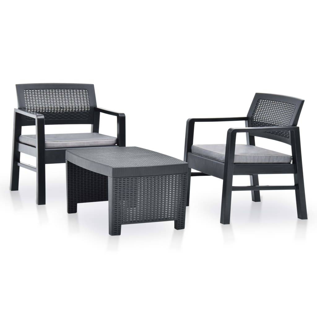 Vidaxl - Salon de jardin 3 pcs Plastique Anthracite vidaXL 48824 - Image 1