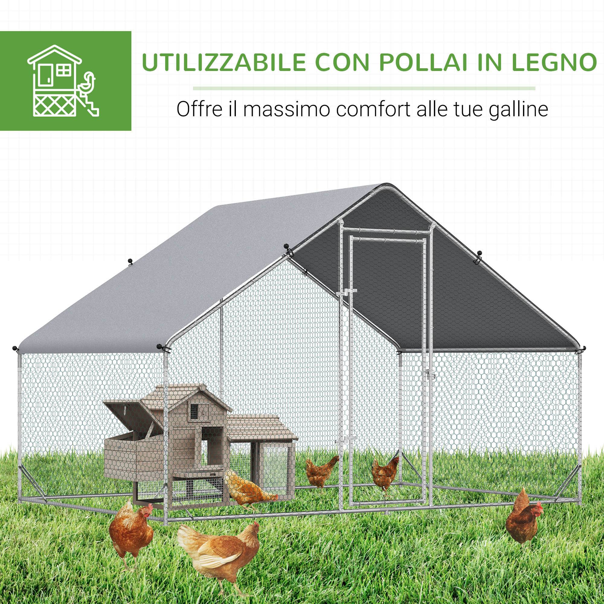 Enclos Poulailler Parc Volaille Acier Galvanisé Filet 3x2x2m Argenté - ComfortXL Outdoor Living - Image 7