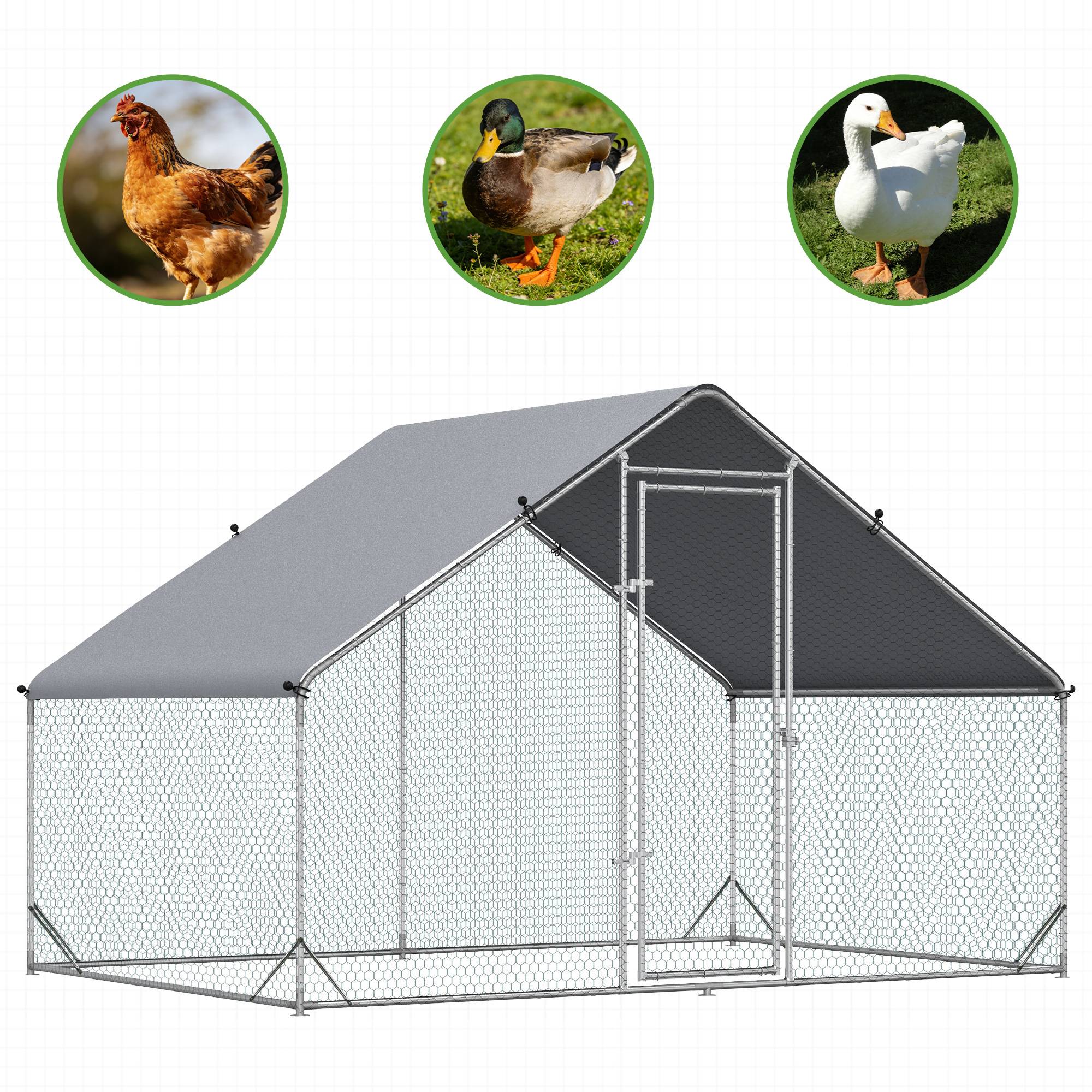 Enclos Poulailler Parc Volaille Acier Galvanisé Filet 3x2x2m Argenté - ComfortXL Outdoor Living - Image 10