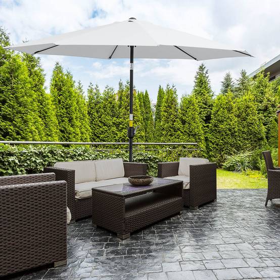 Parasol de jardin extérieur Parasol droit inclinable Ø 3 m - Polyester 180g/m² Métal Blanc fr147 - Image 3