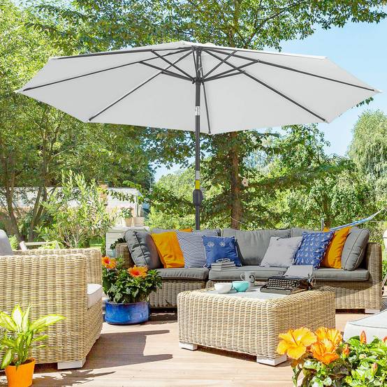 Parasol de jardin extérieur Parasol droit inclinable Ø 3 m - Polyester 180g/m² Métal Blanc fr147 - Image 4