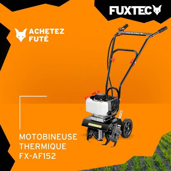 Motobineuse thermique 2 temps, FUXTEC FX-AF152 51,6 cm3 largeur23 cm profondeur 70 mm 14 kg - Gamm vert Motobineuse thermique 2 temps, FUXTEC FX-AF152 51,6 cm3 largeur23 cm profondeur 70 mm 14 kg - Gamm vert