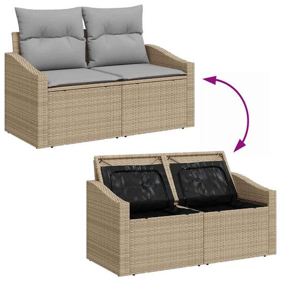Canapé de Balcon Beige Modulable avec Coussin – Polyrotin Tissé pour Charme Naturel et Durabilité – Structure Acier – ComfortXL Outdoor Living - Image 8