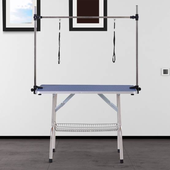 Table Toilettage Chien Acier Réglable Pliante Panier Rangement 107x60cm Bleu - ComfortXL Pet Living - Image 1