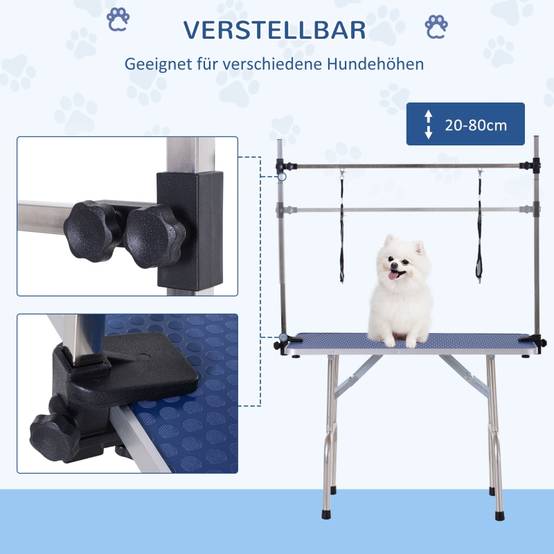 Table Toilettage Chien Acier Réglable Pliante Panier Rangement 107x60cm Bleu - ComfortXL Pet Living - Image 4