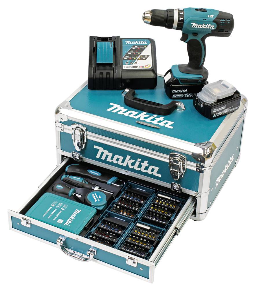 Perceuse visseuse LXT® MAKITA 18V LI-ION 2 BATT. 3AH + KIT ACCESSOIRES - DHP453RFX2 - Image 1