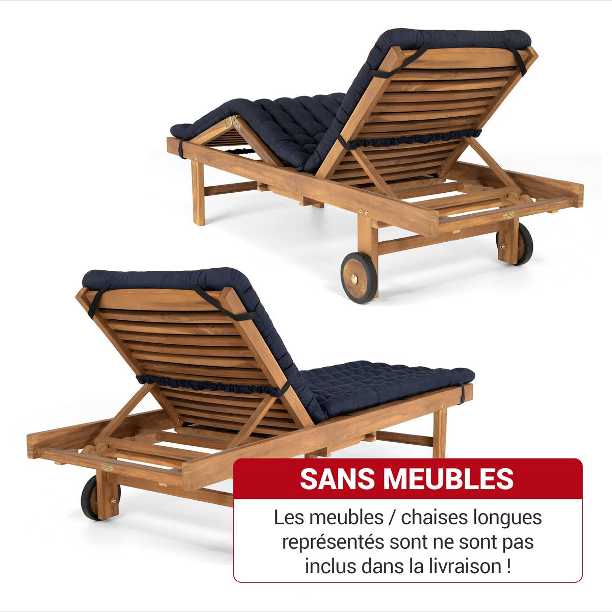 Coussin de Transat | 200x60 cm | Bleu marine - HAVE A SEAT Living - Image 5