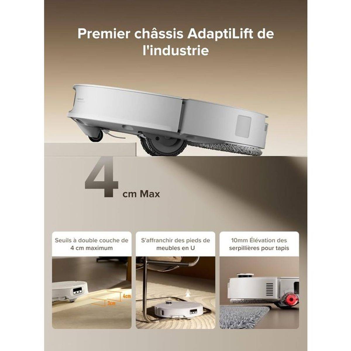 Robot aspirateur laveur Qrevo CurvX blanc, 22 000 Pa, station de lavage Thermo+ - Roborock - Image 7