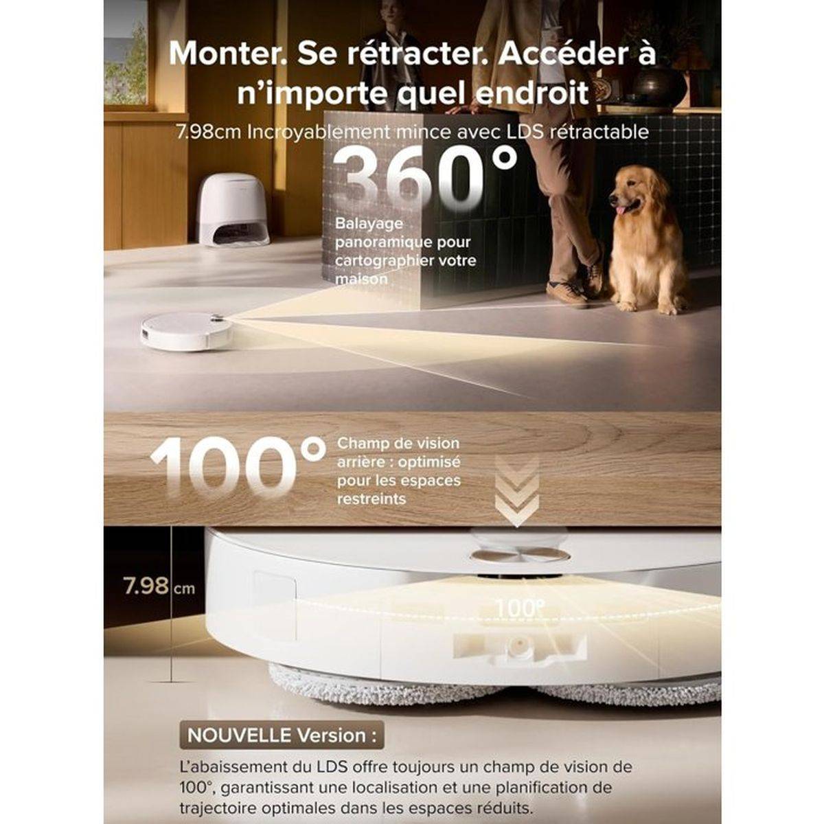 Robot aspirateur laveur Qrevo CurvX blanc, 22 000 Pa, station de lavage Thermo+ - Roborock - Image 5
