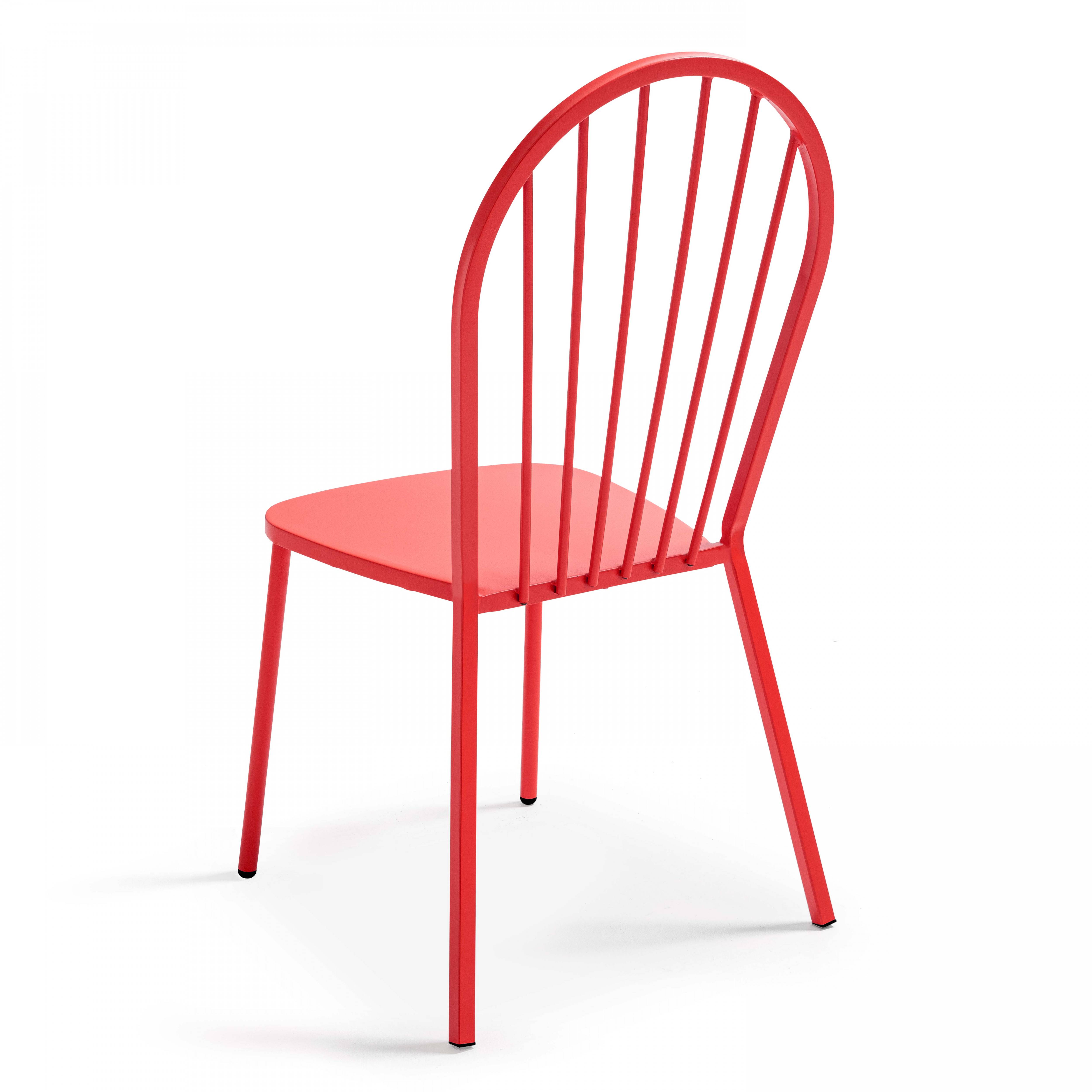 Oviala - Ensemble table de jardin bistrot et 2 chaises en acier rouge Palavas - Oviala - Image 5