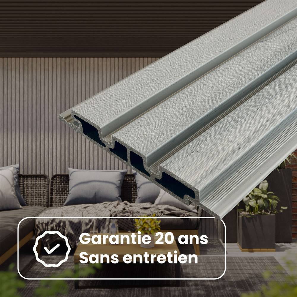 Kit Bardage Composite MEZZO Earl grey - Superficie : 20m² - Dimension des lames : 220x17,8x2,3 cm - Aspect mat - Image 6