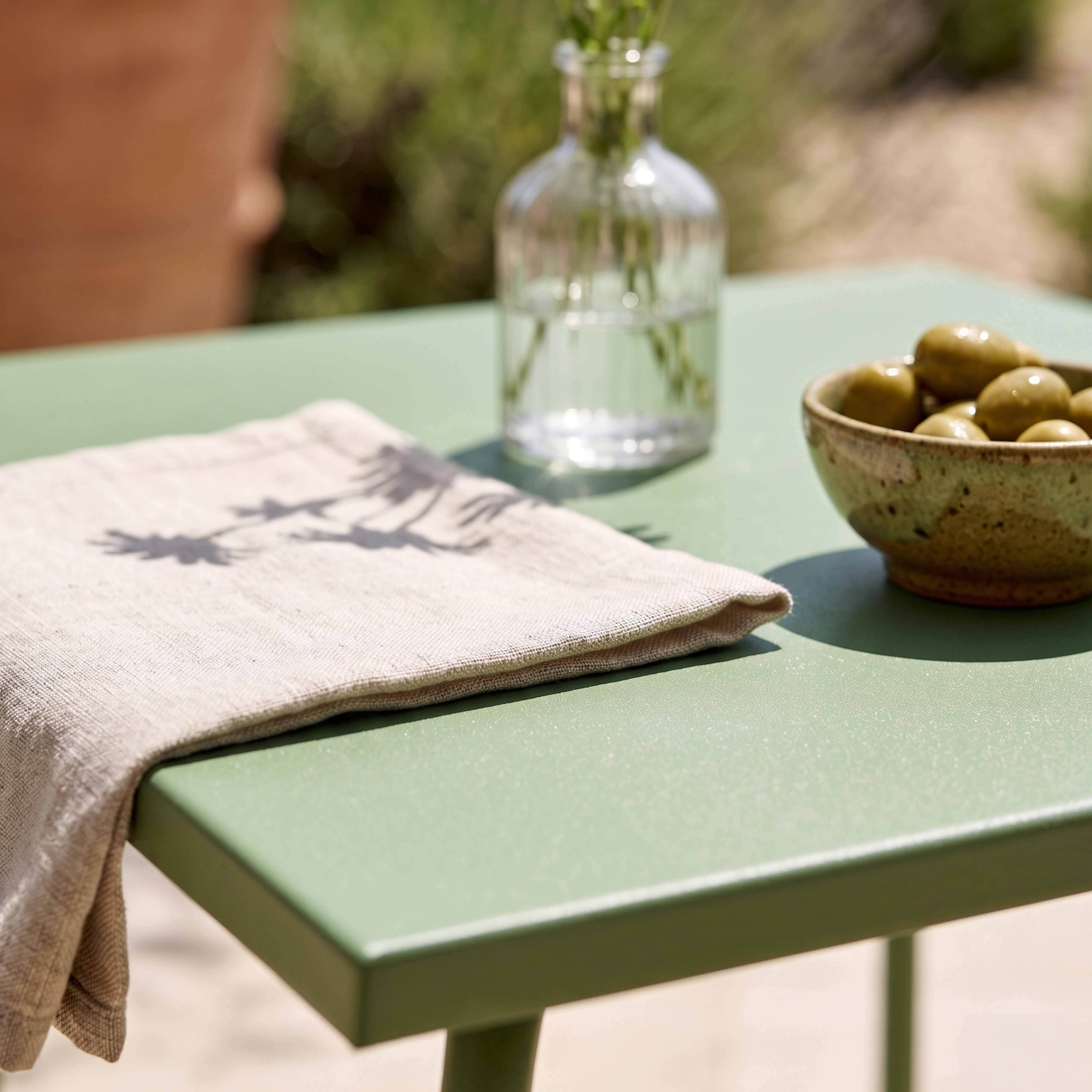 Oviala - Table de jardin carrée en métal 4 places 70 cm vert cactus Palavas - Oviala - Image 3