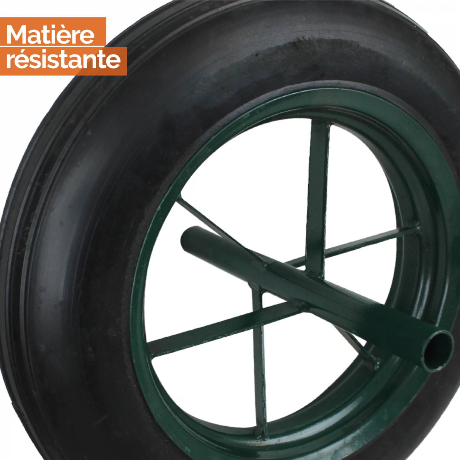 Roue pleine pour brouette - Ø 38.5 x 6.5 cm - Axe 20 mm - Linxor - Image 3