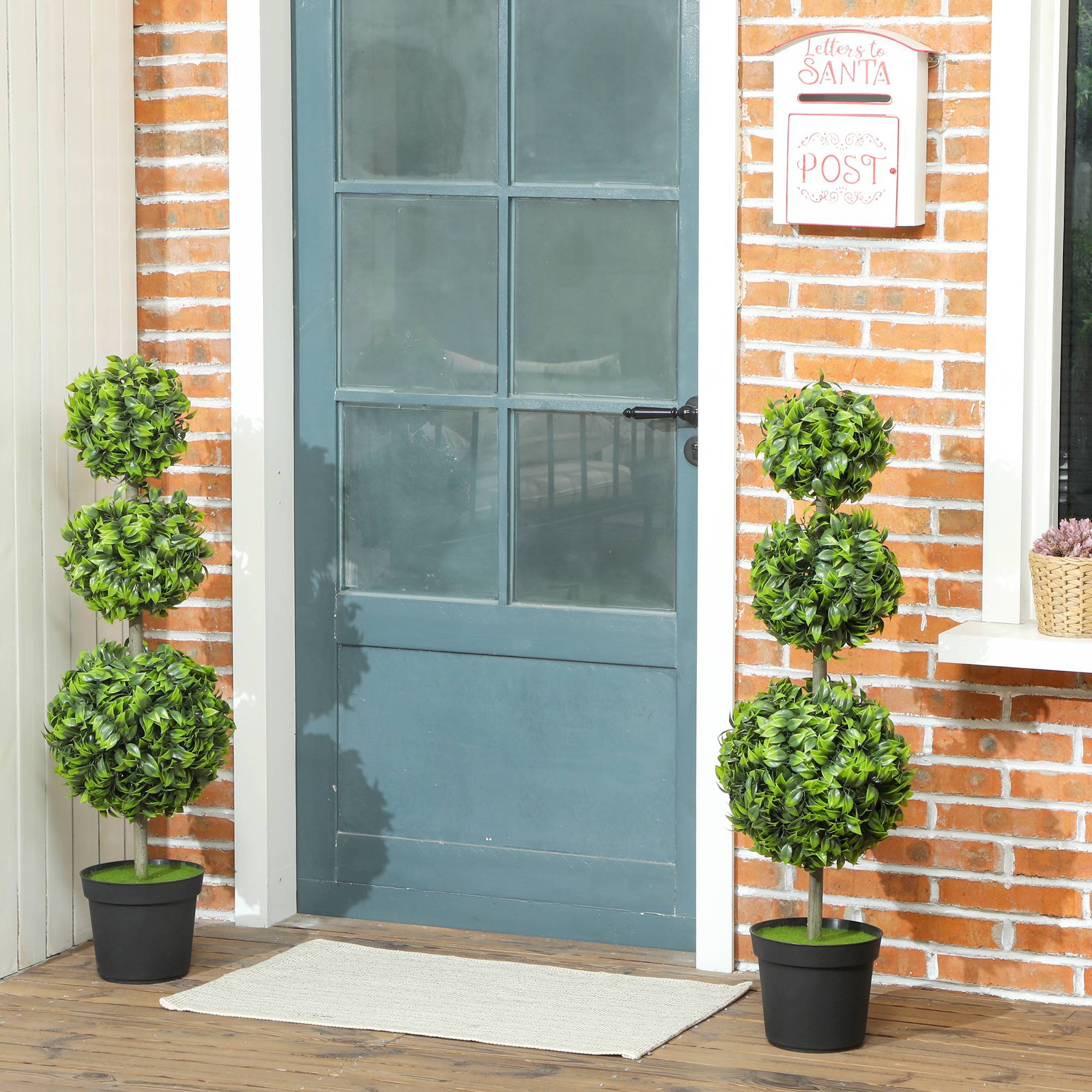 Sans Marque - Plantes artificielles en pot, feuilles en plastique, terre floquée, vert - Image 4