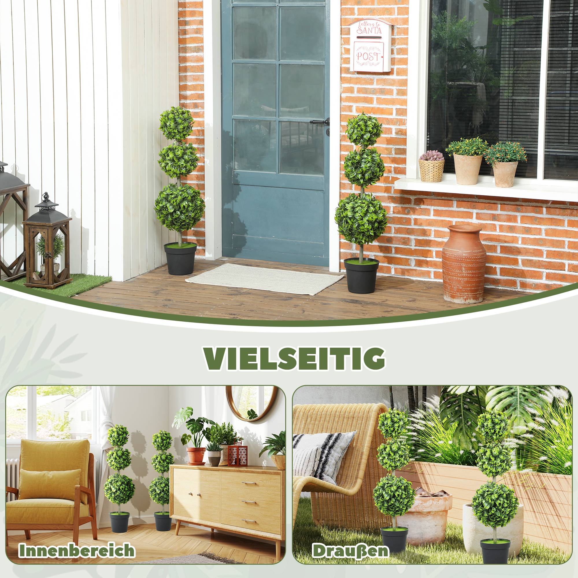 Sans Marque - Plantes artificielles en pot, feuilles en plastique, terre floquée, vert - Image 7